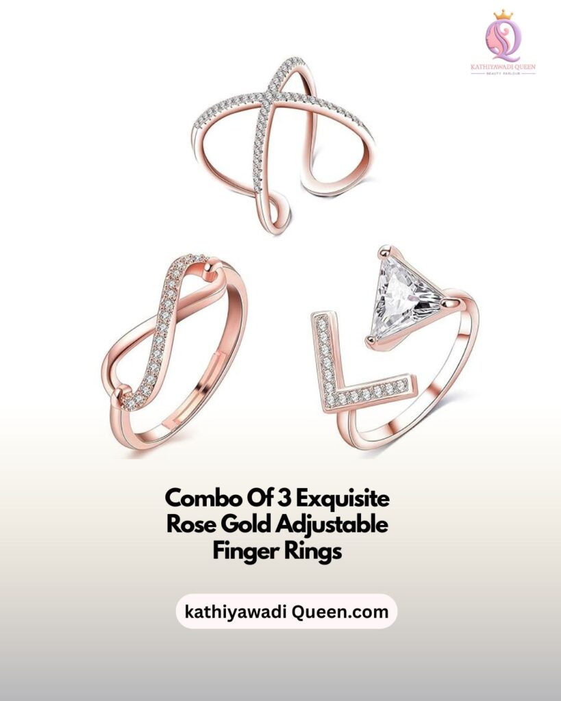 Combo Of 3 Exquisite Rose Gold Adjustable Finger Rings