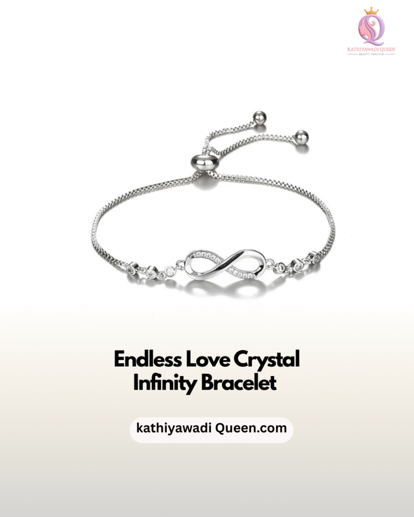 Silver Endless Love Crystal Infinity Bracelet with infinity symbol and crystals from kathiyawadi Queen