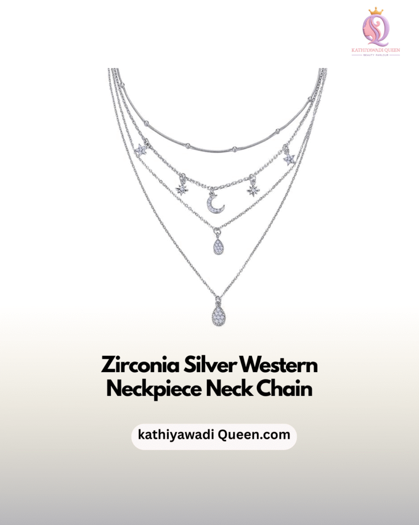 American diamond studded necklace and earring set with floral design from kathiyawadi Queen