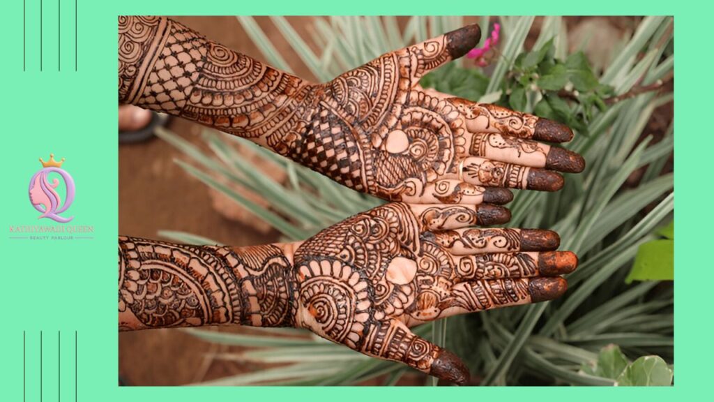 Beautiful bridal mehndi design on full hands with floral patterns
